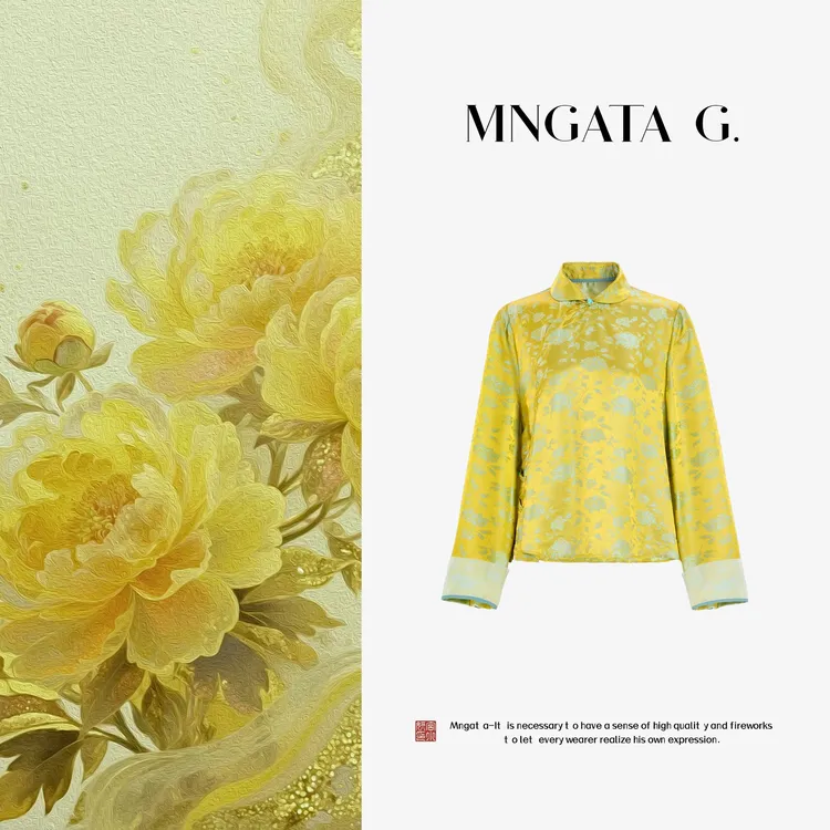 MNGATA G.宫小妍【暮染金秋】桑蚕丝早秋新中式国风长袖上衣5052696