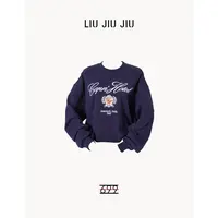 LIUJIUJIU 秋季新款刺绣字母无锁边创意感慵懒风长袖卫衣WY4837L