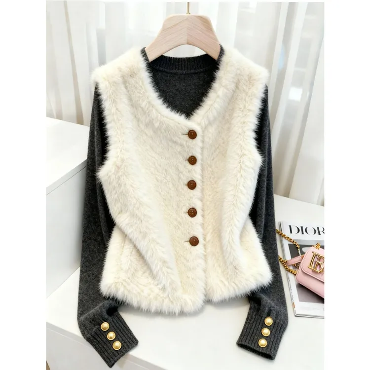 2025冬季新款轻熟时尚气质法式超好看马甲长袖针织衫两件套装女装