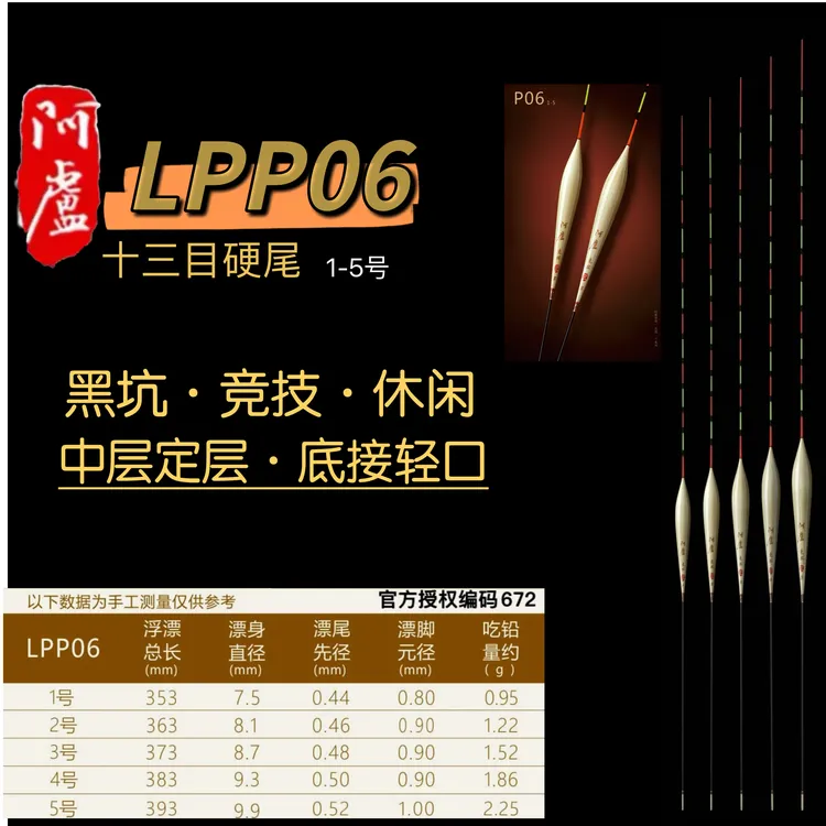 阿卢正品浮漂p06黑坑竞技鲫鱼中层定层 翻身快轻口浅水高灵敏鱼漂