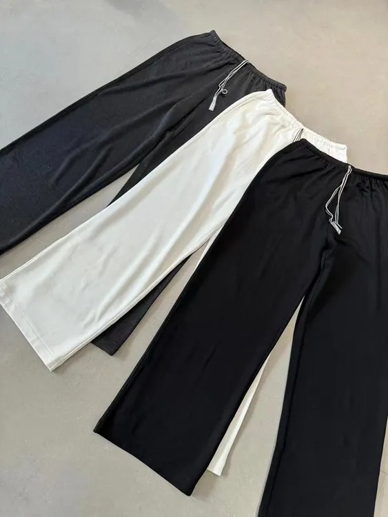 《上瘾裤》JING春季新0944抽绳高腰阔腿裤女裤宽松百搭直筒长裤休闲