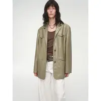 付智恩 温莎往事 进口绵羊皮西装皮皮衣外套