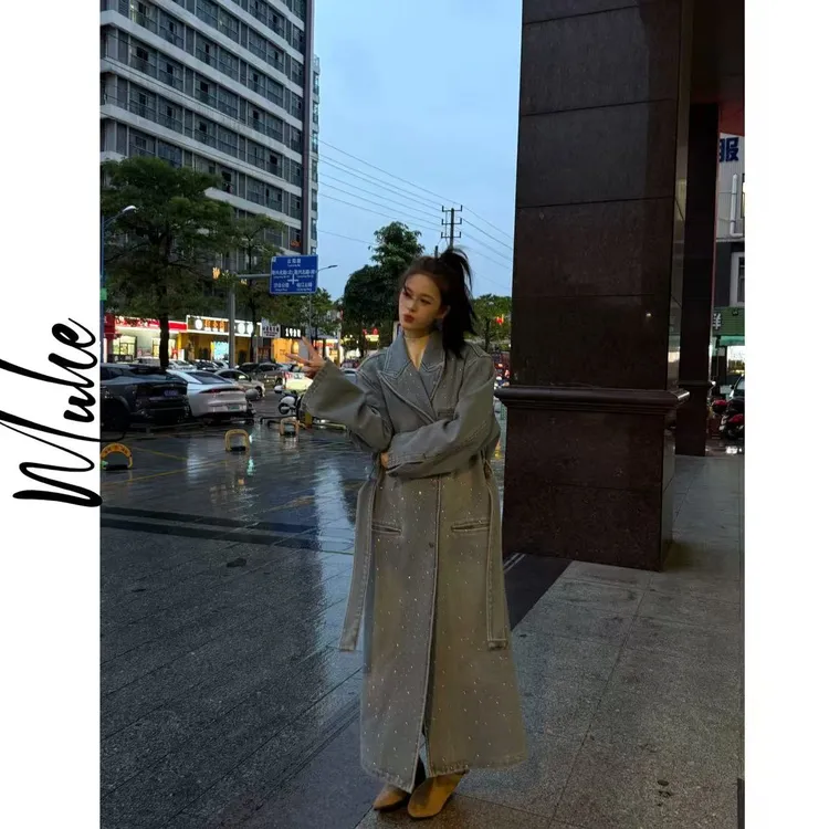 MUHE  原创满天星闪砖设计款牛仔加绒西装情侣大衣！991