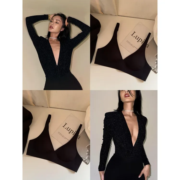 深V无痕隐形大胸显小缩胸文胸防下垂小胸舒适内衣女薄款文胸罩