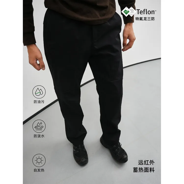 GTAL25AW美式休闲特氟龙自发热薄绒拼接剪裁休闲裤基础直筒长裤