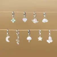 ARSIS银饰印记幸运符号耳环银色925纯银爱心蝴蝶四叶七夕礼物手工