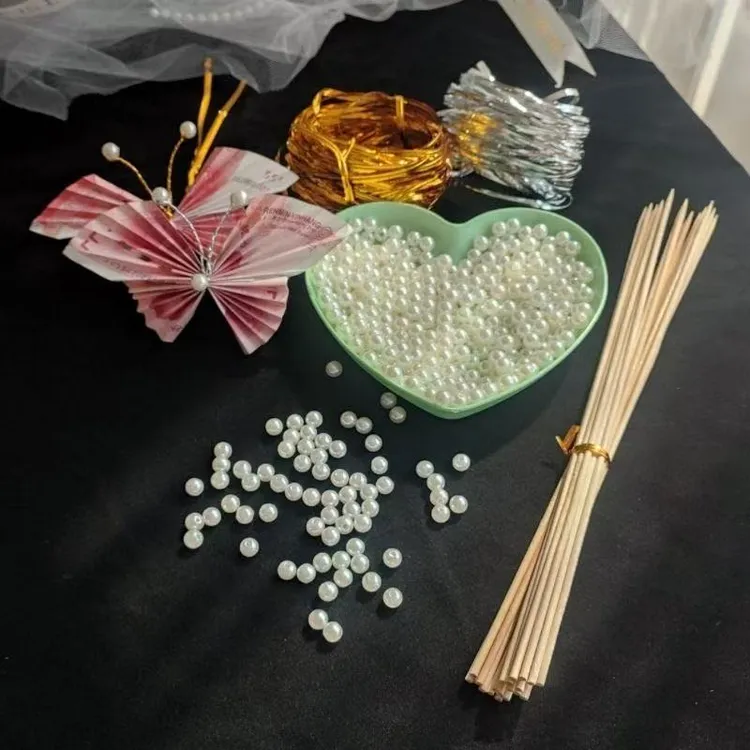 金属扎丝珍珠装饰蝴蝶花有钱花制作材料工具手工diy花束竹签扎带