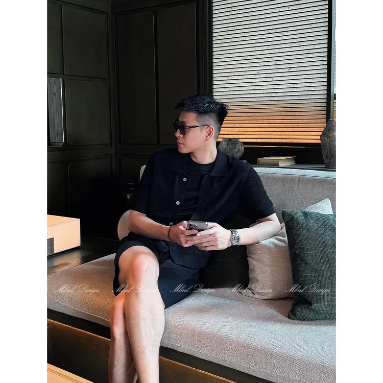 MBNL-F「老钱欧若风」秦磊男装12针高捻天丝羊毛蚕丝开衫LL-WSY1084