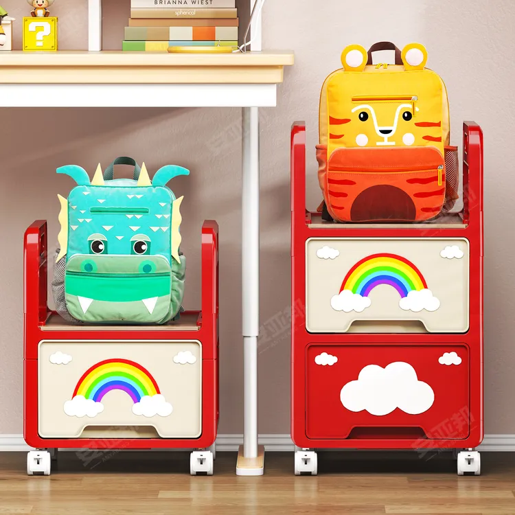 书包架小推车置物架放零食书本收纳架家用多层桌下可移动收纳柜子