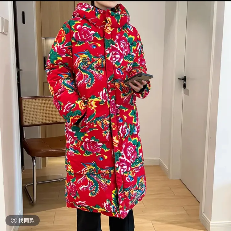 长款保暖冬被花棉袄男女同款网红款