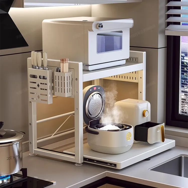 微波炉置物架厨房多功能烤箱支架台面放电器抽拉式电饭煲收纳架子