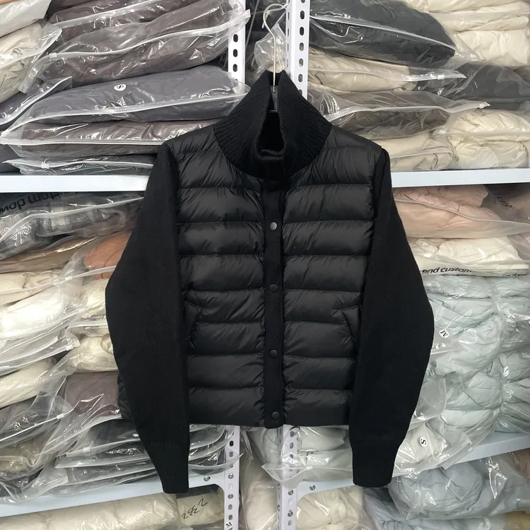 针织袖羽绒服女2025秋冬时尚拼接轻薄短款外穿洋气显瘦排骨外套