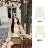 【温柔美学】温与柔甜妹纯欲蝴蝶结装饰显瘦修身设计感长袖上衣