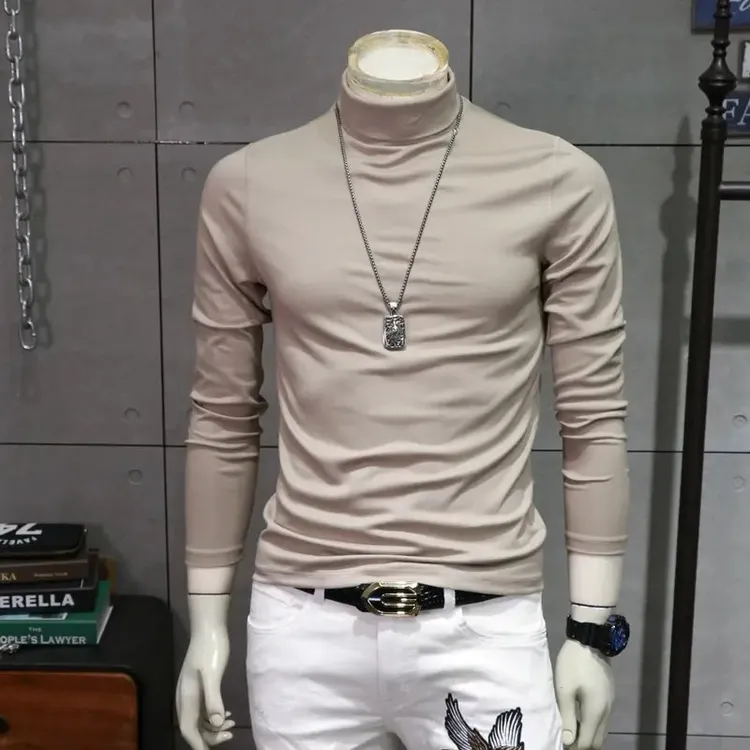 仓石一树潮牌新款秋冬季高领打底衫男士长袖T恤百搭潮流韩版体恤