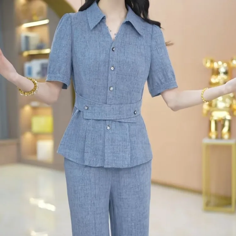 高端洋气减龄两件套女夏装显瘦遮肉薄款时尚套气质妈妈装套装夏季