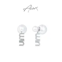 AIAX 镀K金 简约时尚气质设计师轻奢英文字母珠珠耳环TSL665