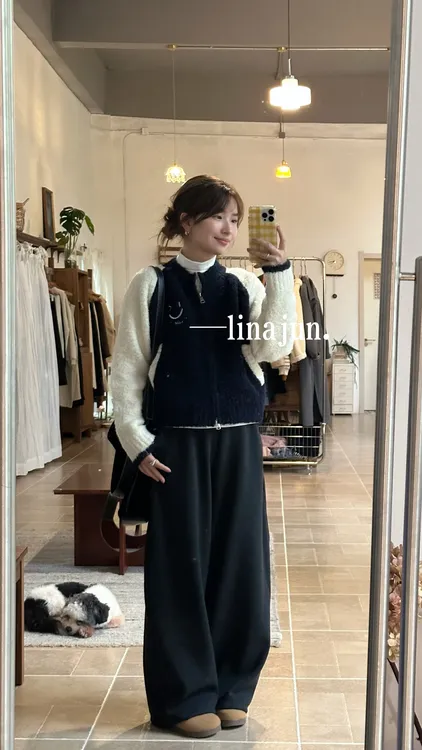 10.25秋冬季新款韩系软糯撞色刺绣笑脸双拉链宽松毛衣