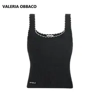 VALERIAOBBACO/瓦莱丽娅 奥贝科VO深花灰撞色曲牙边背心