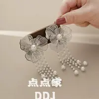 铜合金仿珍珠耳饰 E-509简约气质个性时尚花朵珠珠流苏耳环