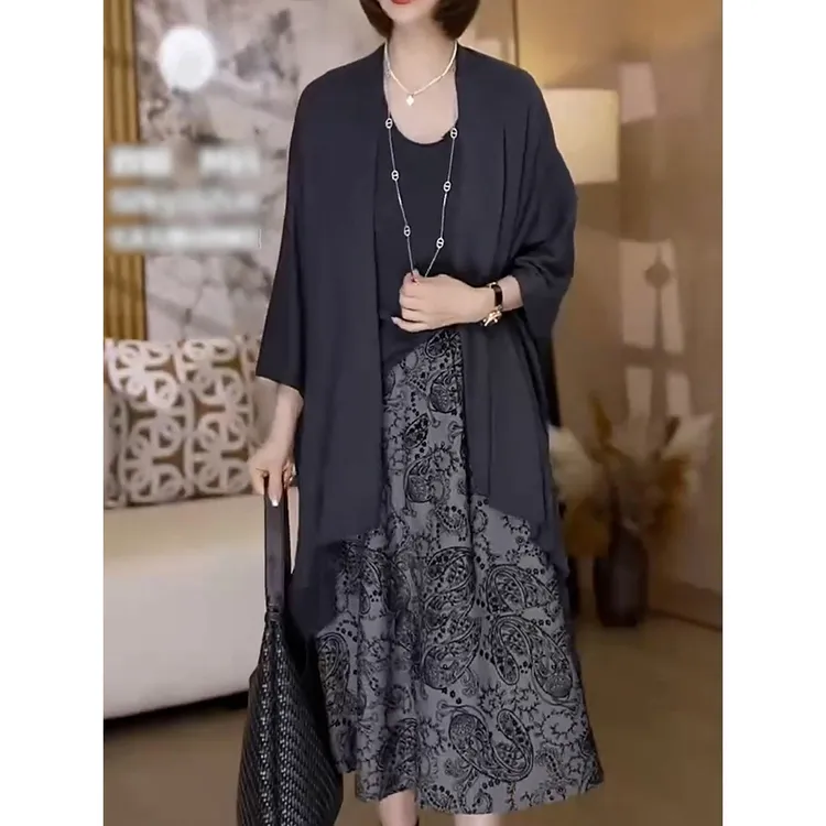 高档时尚减龄三件套2025秋季新款气质百搭针织外套上衣半身裙套装