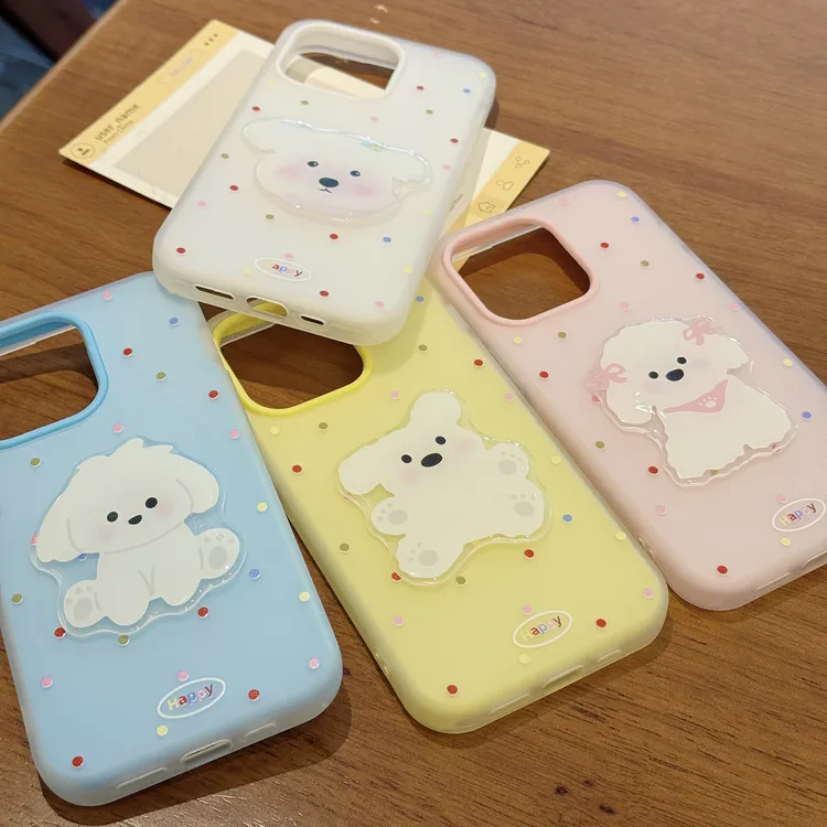波点小狗适用苹果iphone小米15promax防摔vivo华为oppo手机壳女