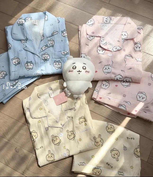 日系可爱chiikawa小八睡衣女夏天云朵棉短袖短裤薄款卡通家居服
