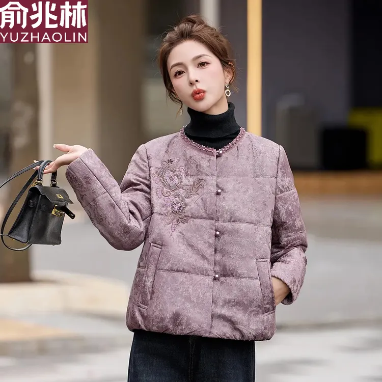 新中式国风重工刺绣羊毛棉服女2025冬新款小香风高端洋气短款外套