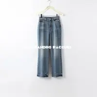 AP洛哥23476X【街拍】蓝色100棉斜纹复古时尚百搭直筒牛仔长裤
