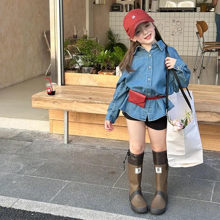 儿童韩版牛仔衬衫2025秋季新品男女童洋气刺绣休闲夹克外套潮春秋