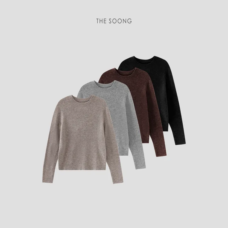 THESOONG|"匠织妙感"羊绒羊毛细腻软糯松弛感圆领毛衣HWMY7863