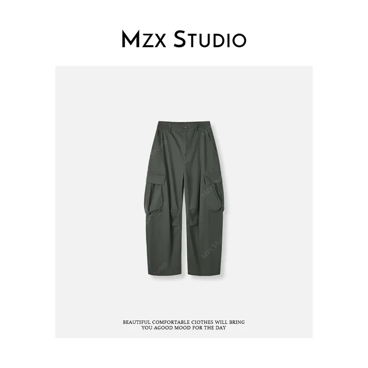 MZX 秋季全棉日系工装风百搭后腰松紧工装裤 KZ8980-P