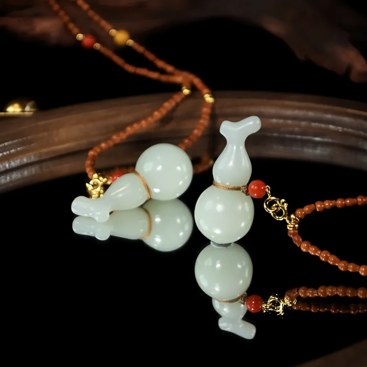 【白沙传承】天然和田玉白玉葫芦吊坠项链多样性发其一X0168