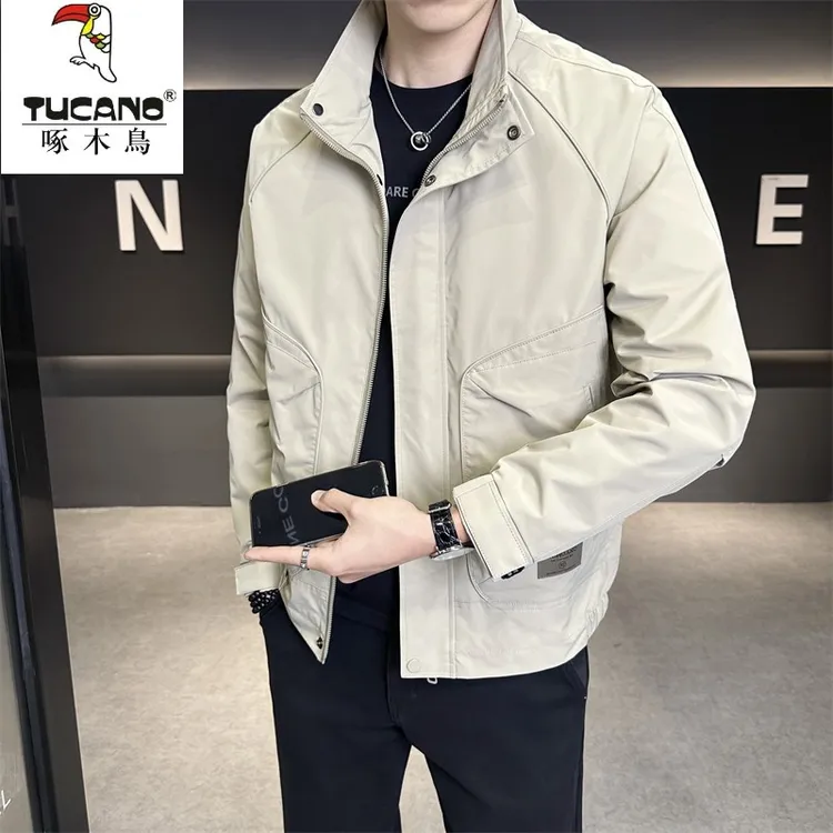 TUCANO/啄木鳥秋季男款纯色简约休闲立领痞帅时尚工装运动风夹克