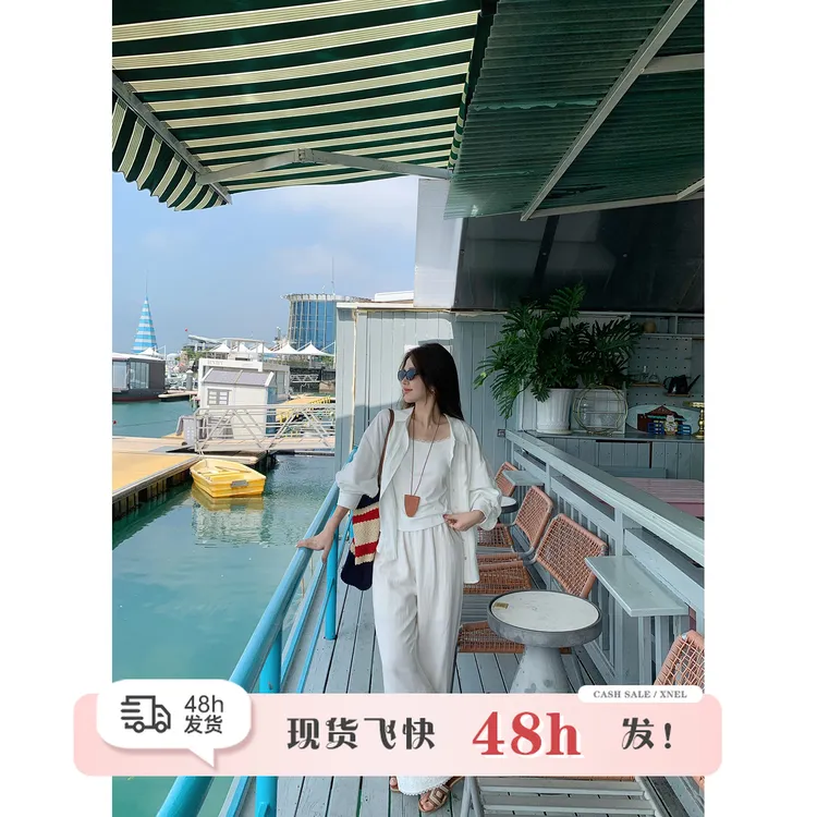 陳文文xenl【松弛holiday】新款极简显瘦休闲套装松弛感三件套0104