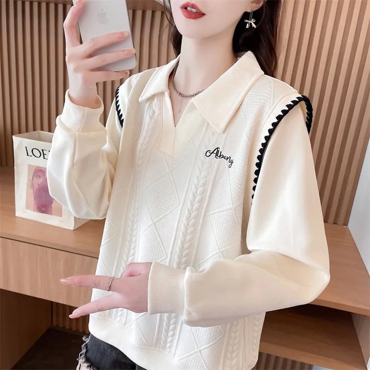 卫衣女减龄春秋季2025新款长袖POLO个性宽松小个子上衣设计感外套