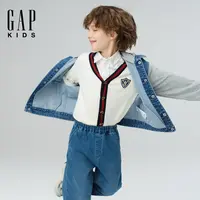 Gap男童2025秋季新款Logo提花刺绣纯棉针织开衫儿童装DR805875