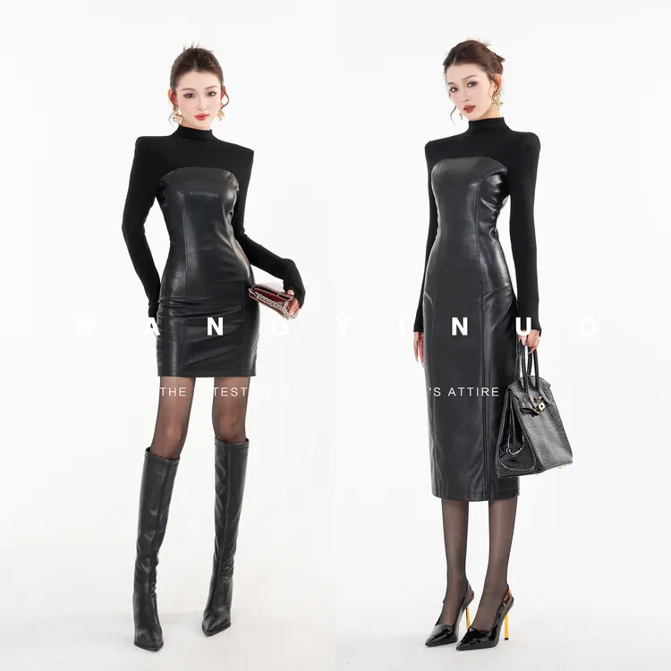 MD定制·依诺【艺术灵光】2025气质长袖时尚休闲百搭打底修身连衣裙