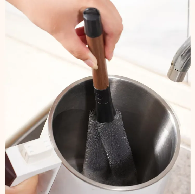 二合一胡桃木纹杯刷家用破壁机清洗刷长柄可拆卸吸管刷杯盖清洁刷