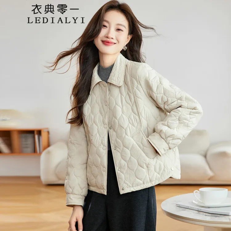 夹棉外套女2025秋冬新款轻薄棉服短款时尚加棉保暖洋气初冬小棉袄