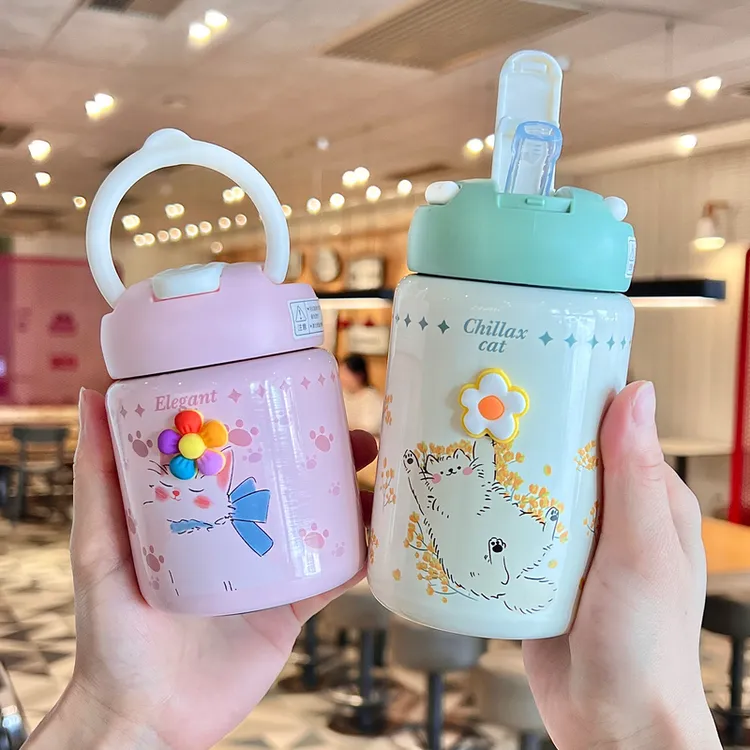 新款小巧便携保温杯子女士超萌吸管杯办公室小容量儿童学生喝水杯