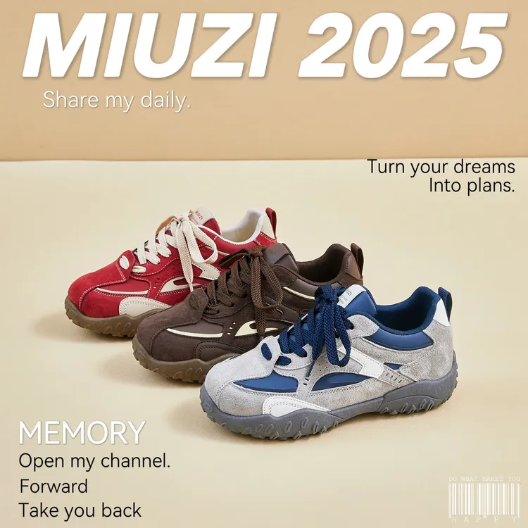 MIUZI谬姿 日系秋季新款多巴胺内增高阿甘鞋女潮休闲百搭德训鞋