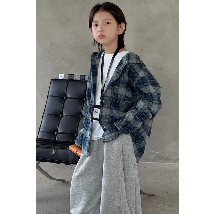 【现货】童装男童衬衫外套2025新款儿童秋冬款中大童长袖格子衬衣