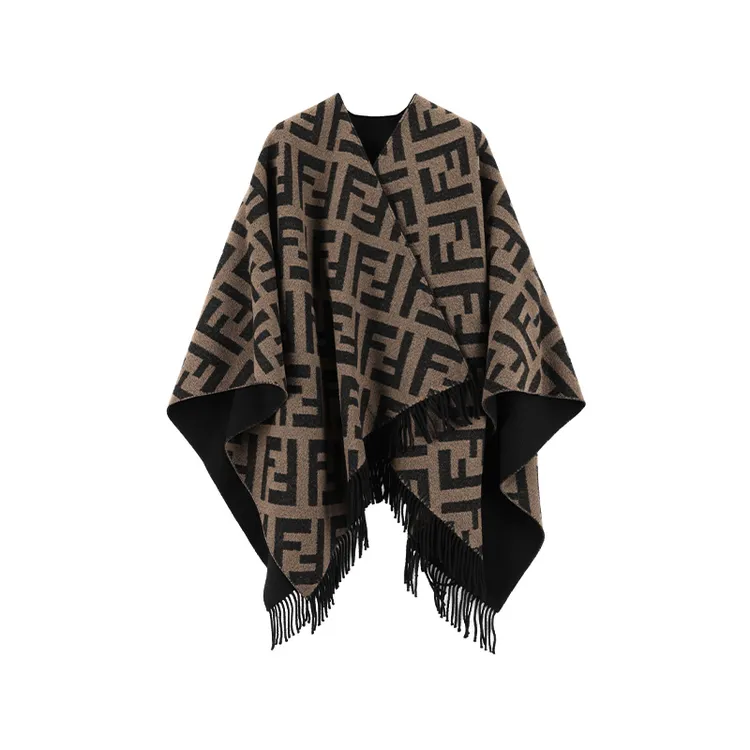 未使用 FENDI/芬迪 女士双面流苏斗篷披肩145*140cm FXX715 AEOW