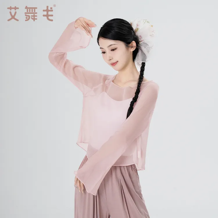 艾舞戈古典舞服纱衣女成人现代舞练功服夏季新款飘逸舞蹈服上衣