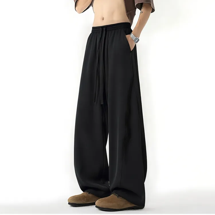 男士夏季薄款垂感长裤百搭宽松阔腿裤高街直筒潮流ins休闲裤运动