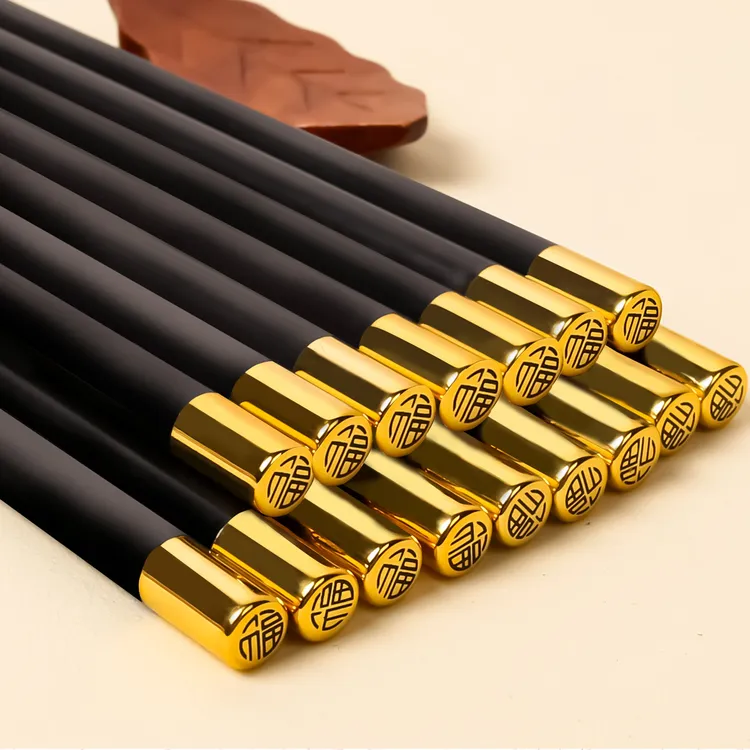 合金筷子25CM圆顶福筷子防滑不易霉漆无蜡福筷10双餐具筷子