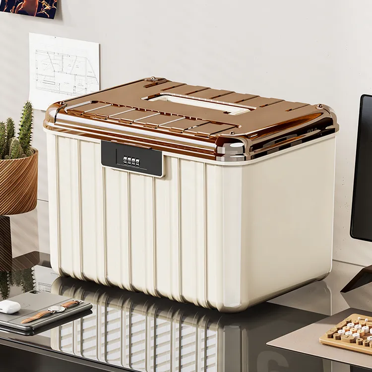 带锁家用密码箱收纳箱隐私文件证件整理储物箱手提药箱药物收纳盒