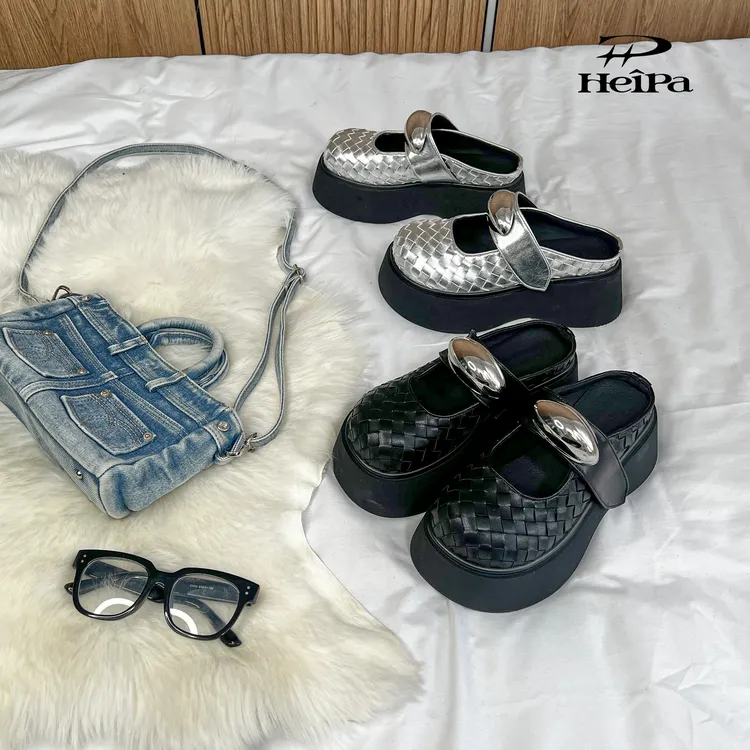 【HeiPa】安暖家春季穿新款厚底时尚韩版乐福拖鞋鞋女款