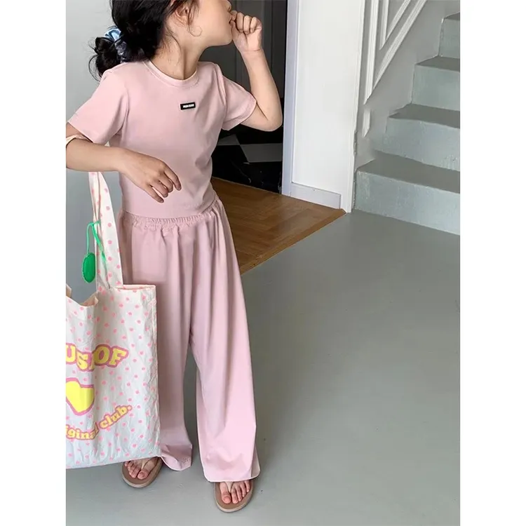 书赫精选2025女薄款男女通用套装运动时尚阔腿女童高腰洋气中大童