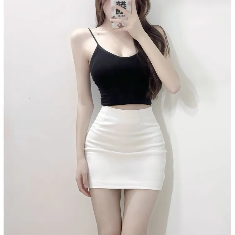 白色高腰包臀裙半身裙女夏季2025新款紧身弹力辣妹性感一步裙短裙